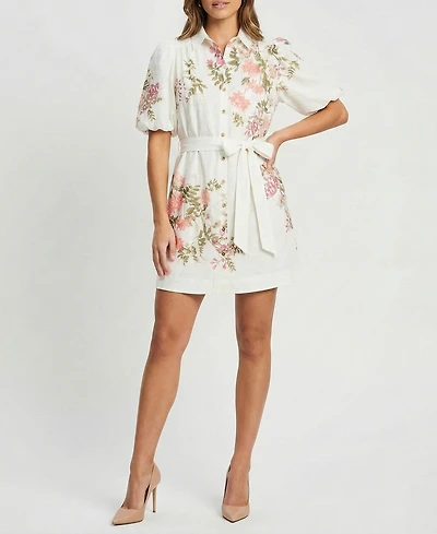 Taylor Petite Collared Short-Sleeve Shirt Dress