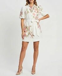 Taylor Petite Collared Short-Sleeve Shirt Dress