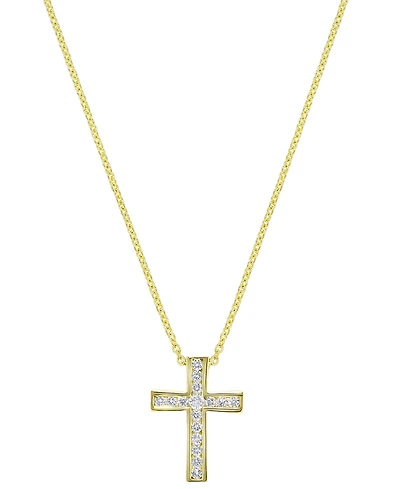 Macy's Diamond Cross Pendant Necklace (1/4 ct. t.w.) in 14k Yellow Gold