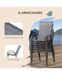 Outsunny Patio Dining Set for Six, Table & Chairs w/ Umbrella,