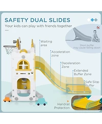 Qaba 8 in 1 Toddler Slide and Swing Set with 2 Slides for Ages 1-3, Yellow