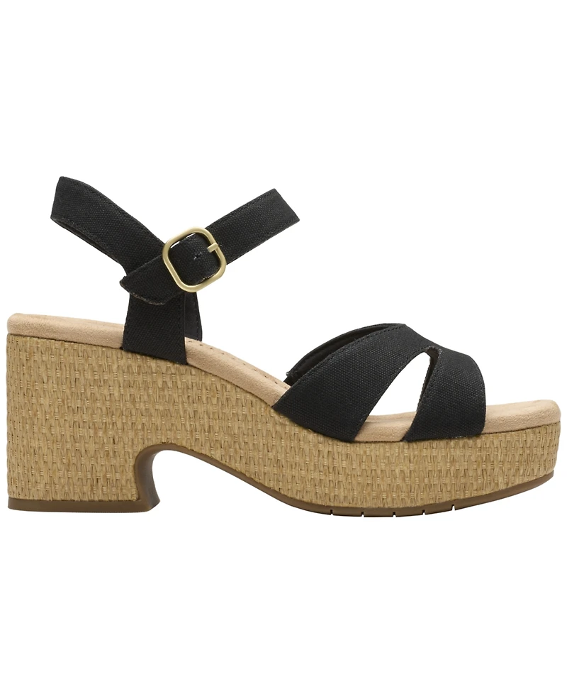 Clarks Women's Nerisa Twist Round Toe Wedge Sandals
