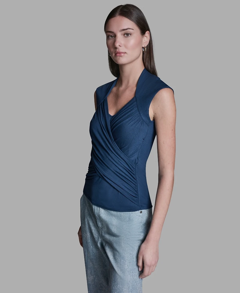 Bcbg Women's V-Neck Sleeveless Wrap Detail Top