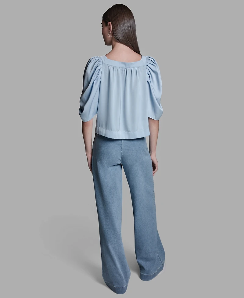 Bcbg Women's Square Neck Puff-Sleeve Top