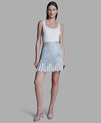 Bcbg Women's Lace Trim Pleated Mini Skirt