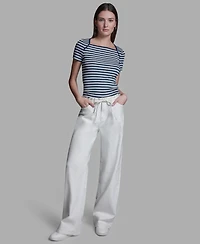 Bcbg Women's Mid-Rise Tie Detail Wide-Leg Pants