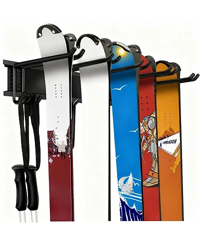 Yigii Heavy-Duty Ski Rack for 10 Pairs, Multi-Use, Easy Install