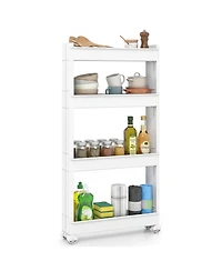 Volenca 4-Tier Slim Storage Trolley with Detachable Trays, Multifunction Rolling Organizer