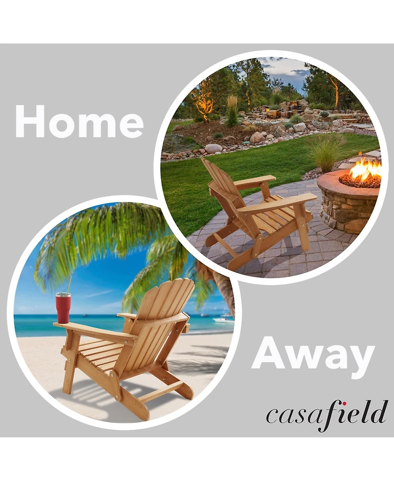 Casafield Folding Adirondack Chair, Cedar Wood Outdoor Fire Pit Lounge Chairs for Patio, Deck, Yard