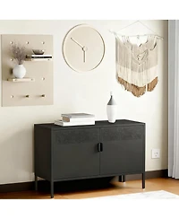 Yigii Metal Storage Cabinet with Adjustable Shelves and Mesh Doors