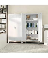 Yigii Metal Storage Cabinet with Adjustable Shelves and Mesh Doors