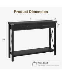 gaomon Console Table with 2 Drawers, Farmhouse Sofa Storage Shelf, Accent Wood Entryway for Living Room, Hallway