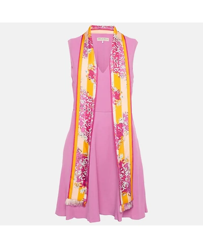 Pre-Owned Emilio Pucci Women's Silk Printed Neck Tie Detail Crepe Mini Dress