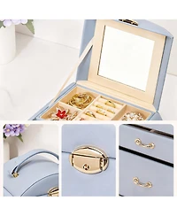 Yigii Pu Leather Jewelry Organizer with Mirror and Lock