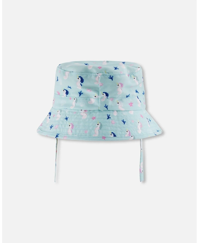 Deux par Deux Baby Girls Beach Hat Seahorse Print