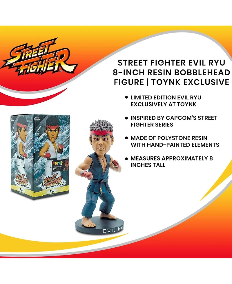 Street Fighter Evil Ryu 8-Inch Resin Bobblehead Figure Exclusive | Action Figure Statue, Desk Toy Accessories, Home Office Decor | Capcom Video Game G