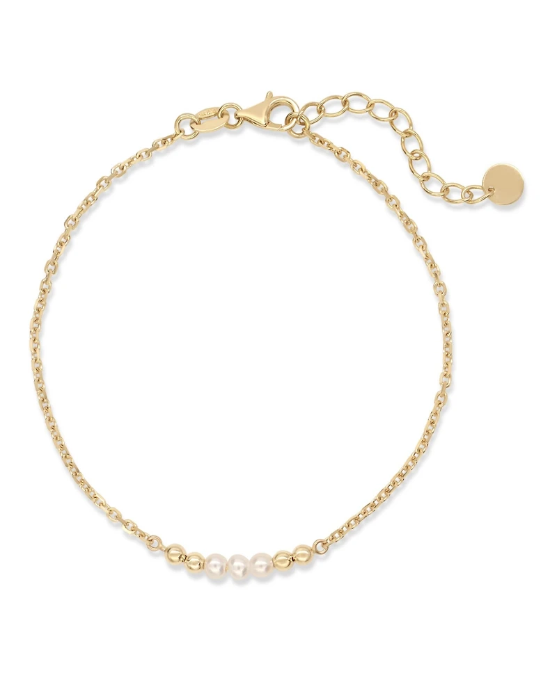 Devata Freshwater Pearl Chain Bracelet in 14K Gold, 2.0 grams.