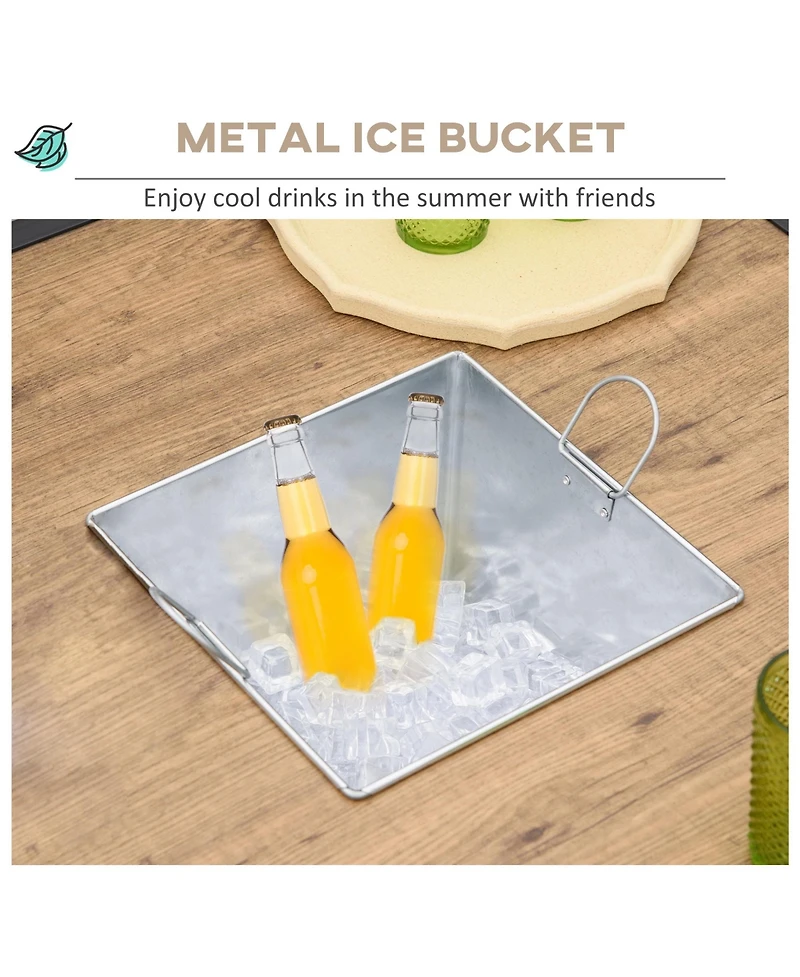 Outsunny 5 Piece Outdoor Dining Set, Ice Bucket Table, Rocking Chairs,