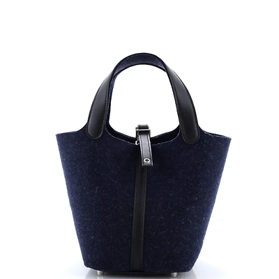 Pre-Owned HERMES Pm Picotin Lock Bag Felt with Leather