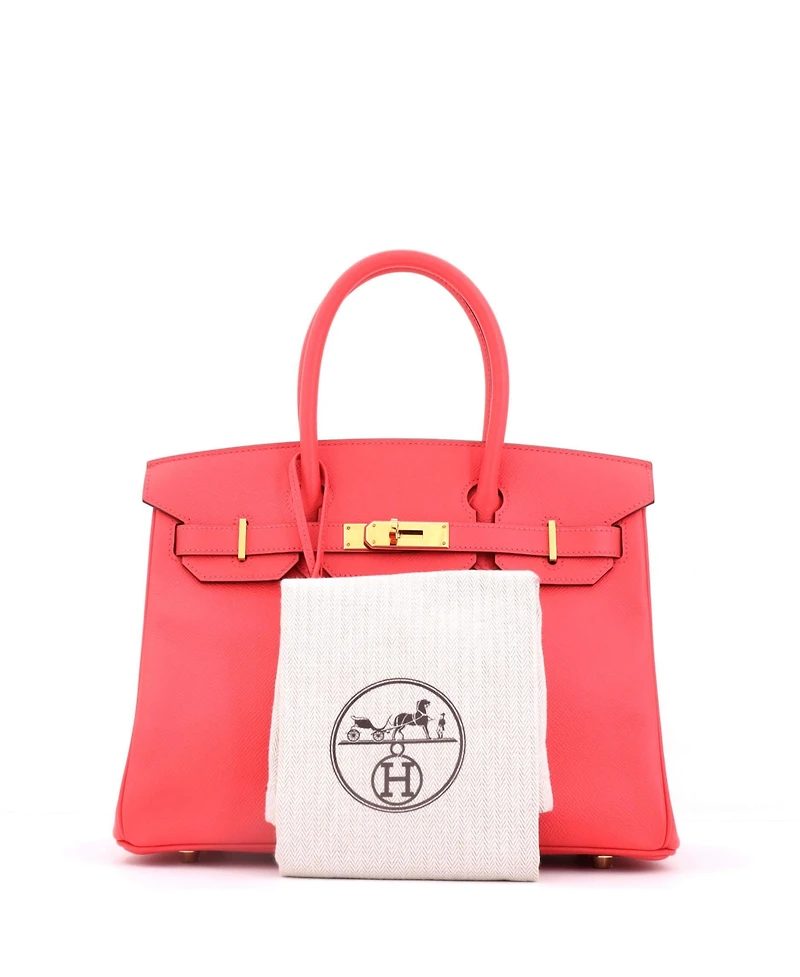 Pre-Owned HERMES Birkin 30 Handbag Red Epsom with Gold Hardware