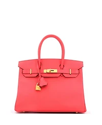 Pre-Owned HERMES Birkin 30 Handbag Red Epsom with Gold Hardware