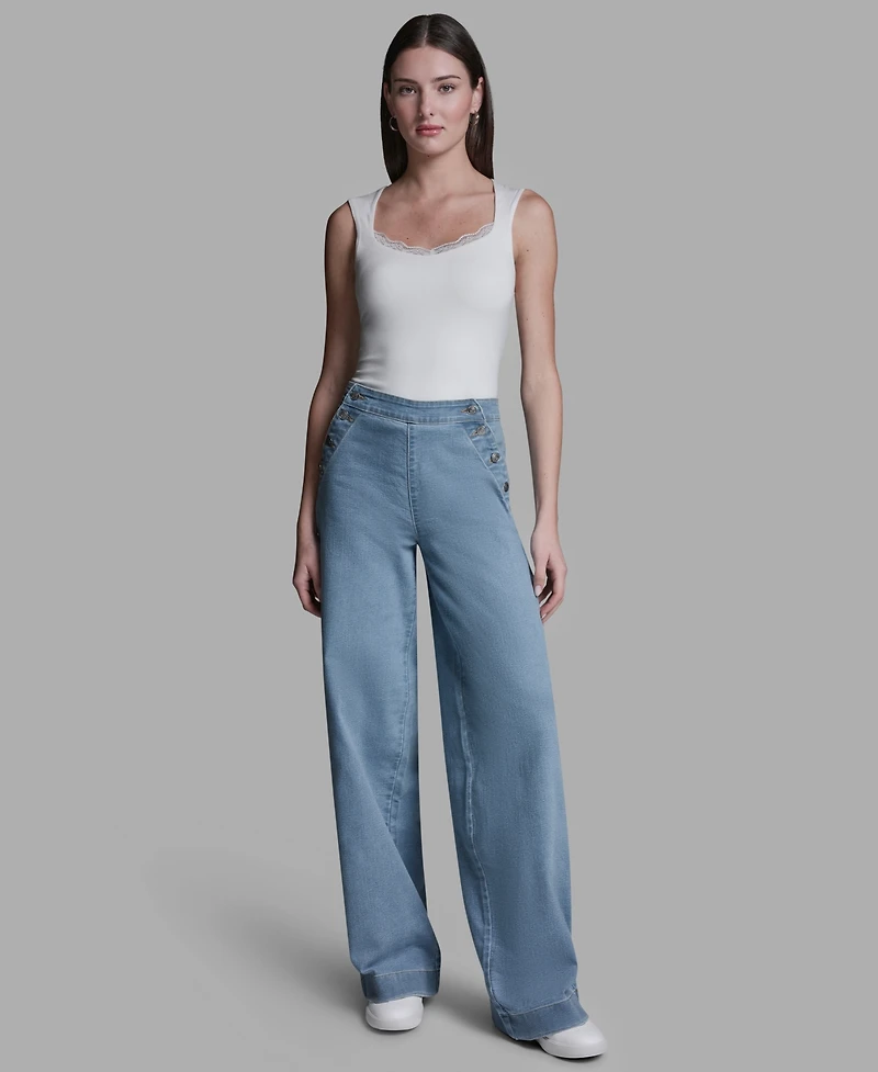 Bcbg Women's Elasticated Waistband Loose Fit Sailor Jeans