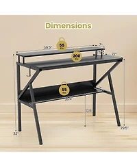 Mecale Computer Desk with Monitor Stand Extra Storage