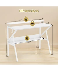 Mecale Computer Desk with Monitor Stand Extra Storage