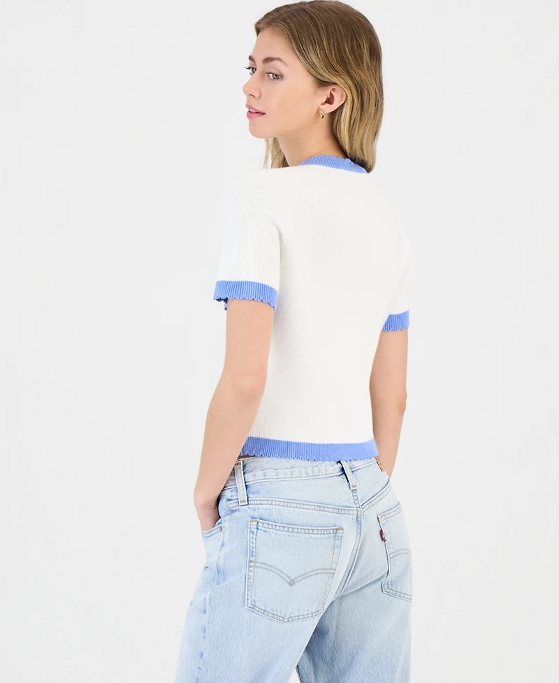 French Connection Bennet Rib Knit Short-Sleeve Sweater