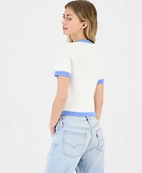 French Connection Bennet Rib Knit Short-Sleeve Sweater