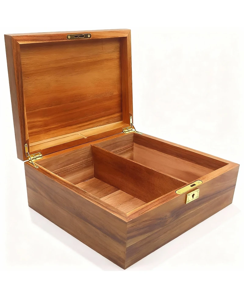 Yigii Solidwood Storage Box with Lock and Divider