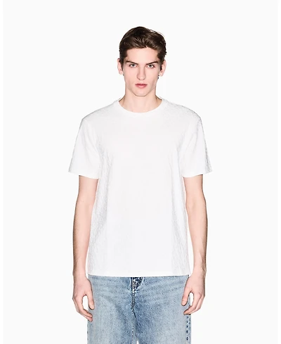 A|X Armani Exchange Men's Short Sleeve Mercerized Cotton All Over Logo T-Shirt