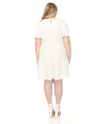 White Mark Plus V-Neck Short Sleeve Dress