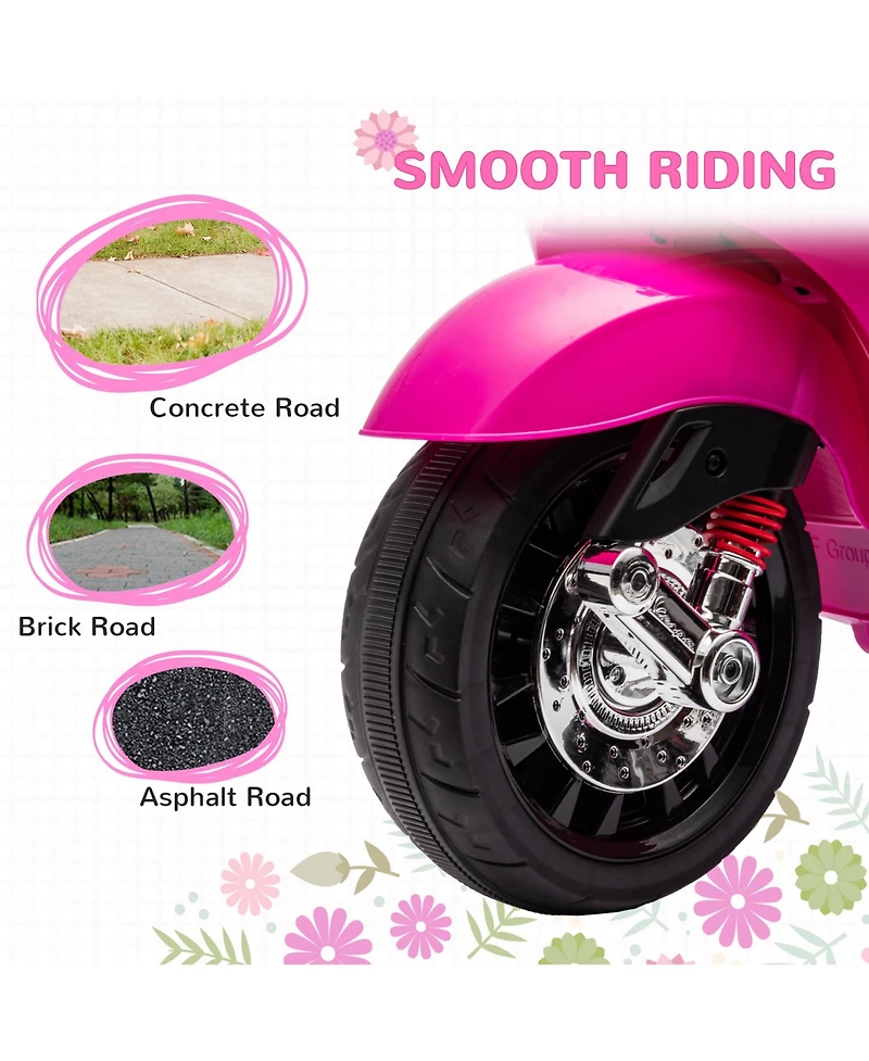 Qaba Vespa Licensed Electric Motorcycle for Kids W/ Music, Fm Radio,