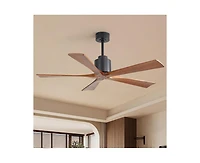 Sofucor 52-inch Modern Black 5-Blade without Light Ceiling Fan with Remote Control and Timing Function
