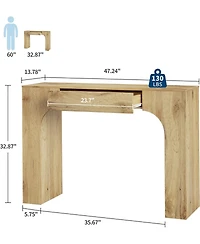 gaomon Table with Drawer, Wooden Rectangular Sofa Behind The Couch, Industrial Farmhouse Entryway Foyer Hallway Tables