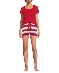 Lands' End Women's Knit 2 Piece Pajama Set - Short Sleeve Top and Shorts