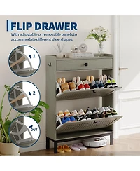 gaomon Shoe Storage Cabinet with 2 Flip Drawers & Top Drawer, Compact Shoe Organizer Cabinet for Entryway, Living Room