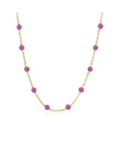 The Lovery Ruby Bead Chain Necklace 14K Gold