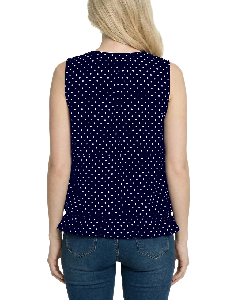 Ny Collection Petite Sleeveless Ruffle Flounced Blouse
