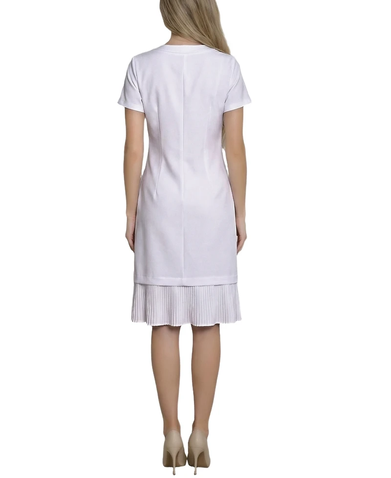 Ny Collection Petite Short Sleeve Pleat Hem Dress