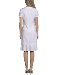 Ny Collection Petite Short Sleeve Pleat Hem Dress