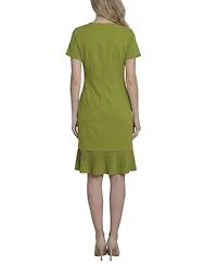 Ny Collection Petite Short Sleeve Pleat Hem Dress