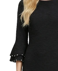 Ny Collection Petite Long Sleeve Dress With Bell Cuffs