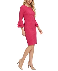 Ny Collection Petite Long Sleeve Dress With Bell Cuffs