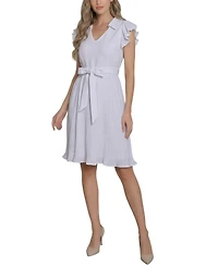 Ny Collection Petite Plisse Pleated Short-Sleeve Dress