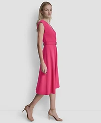 Dkny Women's V-Neck Belted Dress