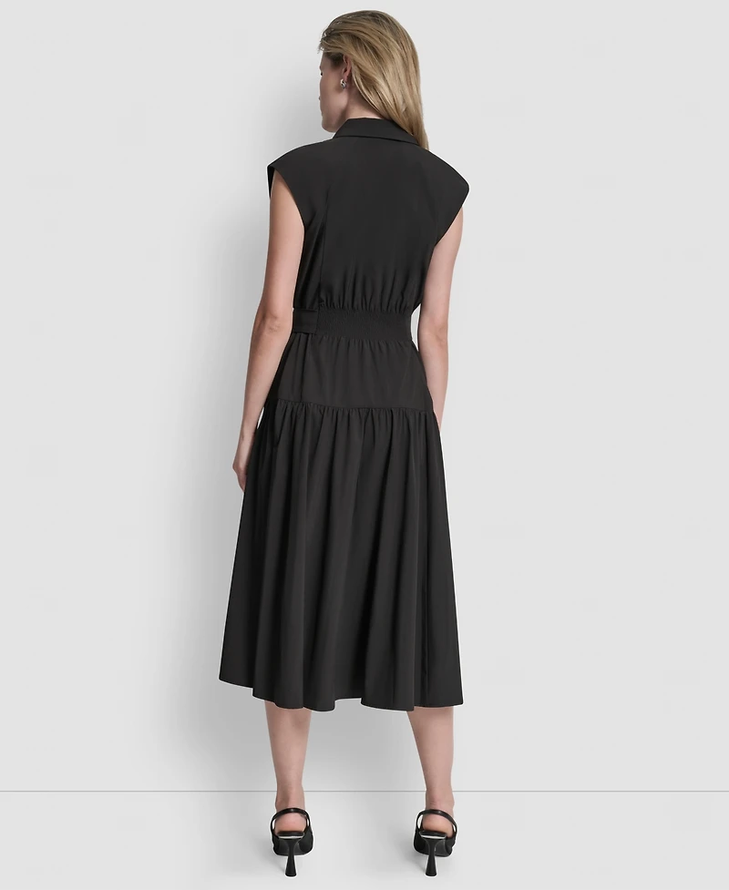 Dkny Women's Cap-Sleeve Drop Waist Shirt Dress