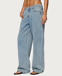 Edikted Women's Dalina Washed Low Rise Baggy Jeans