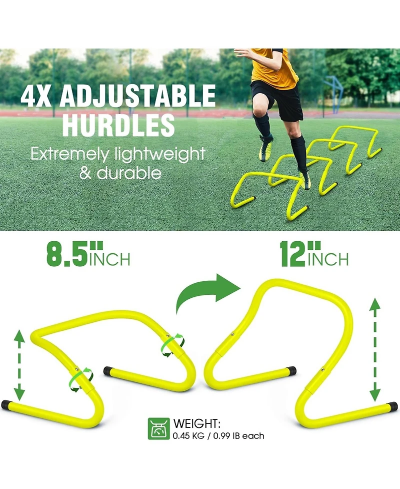 X-umeus 20ft Agility Ladder Training Set with 12 Cones, 4 Hurdles, Jump Rope & Parachute for Soccer, Basketball, Football – Kids to Adults